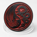 Mince pro Štěstí Yin-Yang s Drakem a Fénixem – Talisman Harmonie a Ochrany