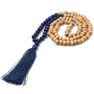 Buddhistická mála - Lapis Lazuli (Lazurit), Santalové dřevo