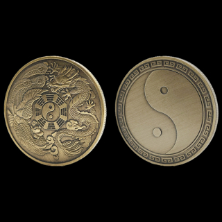 Yin-yang, drak, fénix - Mince, talisman pro štěstí, ochranu